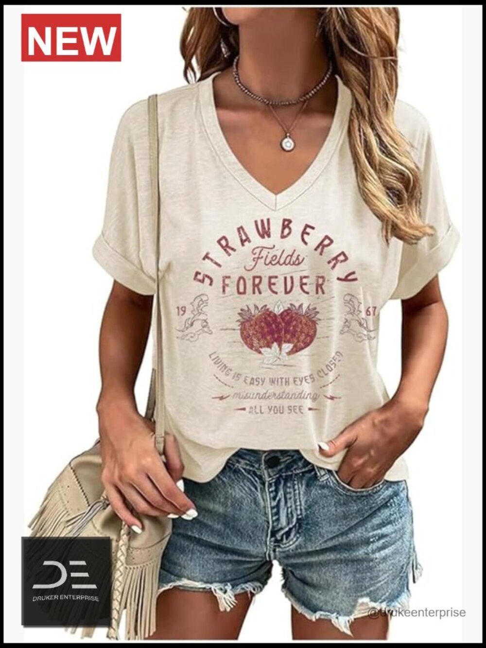 Cotton Blend Vintage Rock Band T-Shirt V-Neck Concert Outfit